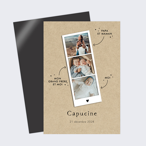 Faire part naissance Photomaton Famille