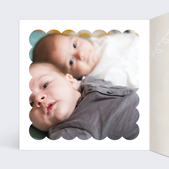 Faire part naissance Petits Vêtements Jumeaux Intérieur Gauche