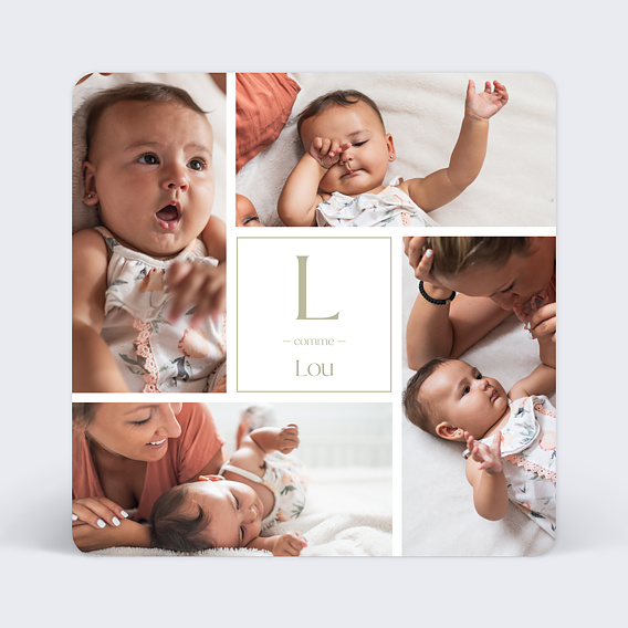 Faire part naissance Lettrine Multiphoto