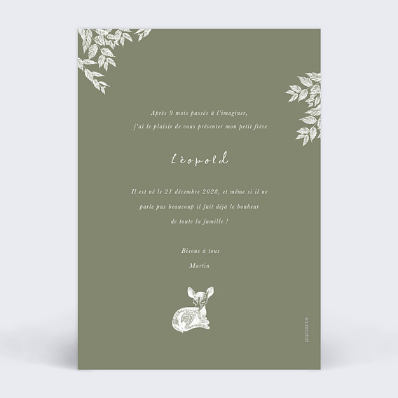 Faire part naissance Crayon Blanc Verso