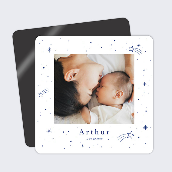 Faire part naissance Étoiles bleues