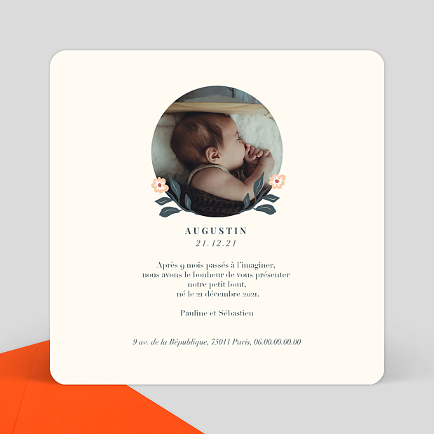 Faire-part Naissance Petite Cigogne Verso