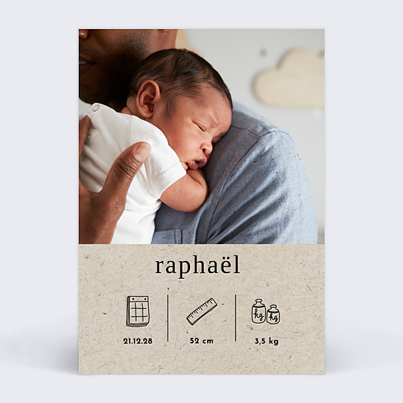 Faire-part Naissance Pictos Noisette