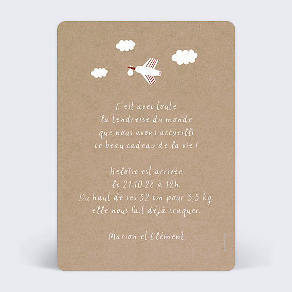 Faire-part Naissance Motif Cigogne