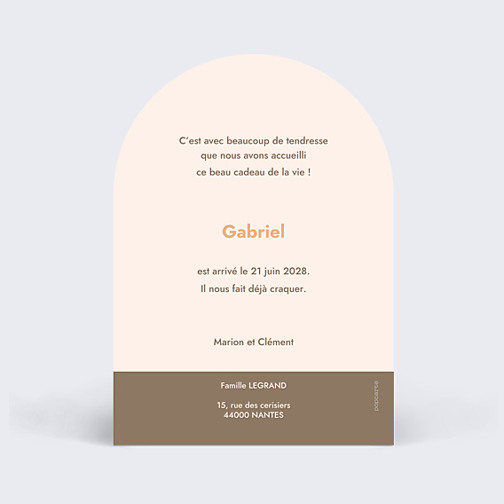 Faire part naissance Bébé en illustration vectorielle Verso