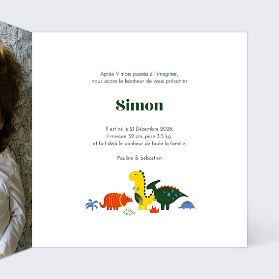 Faire-part Naissance Dinosaure Jaune