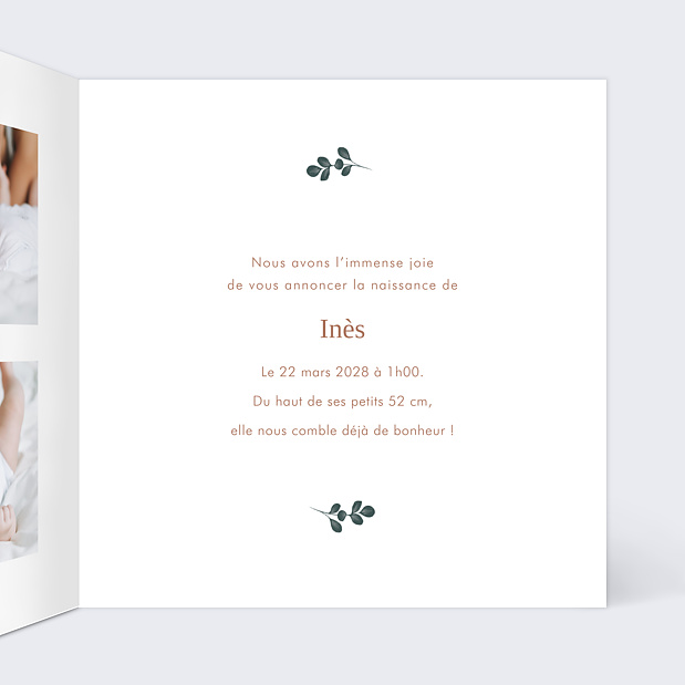 Faire-part Naissance Hochet Koala Intérieur Droit