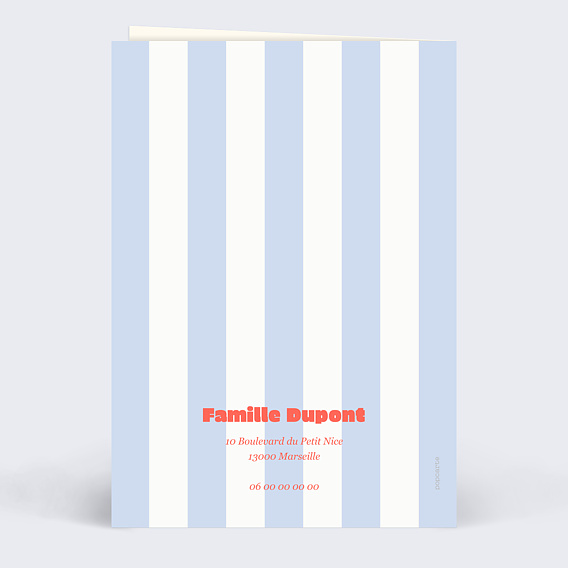Faire part naissance Rayure nuage Verso