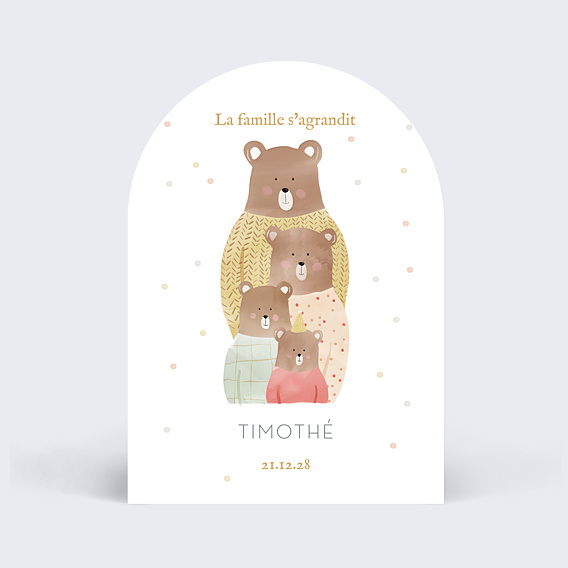 Faire part naissance Famille Ours