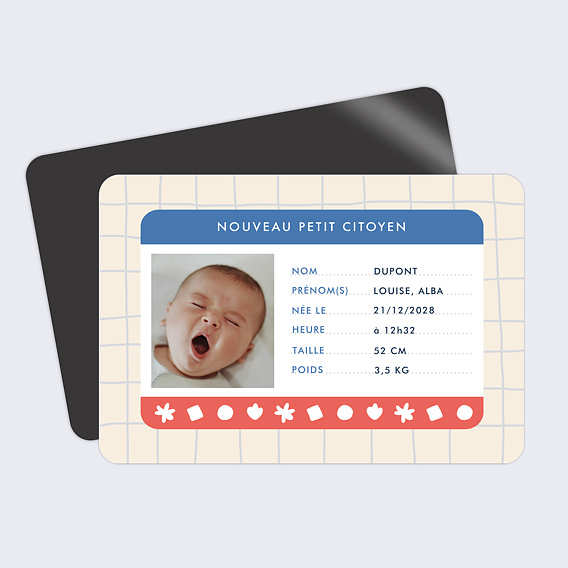 Faire part naissance Carte d'identité