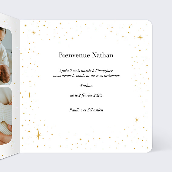 Faire part naissance Bébé Etoile Intérieur Droit