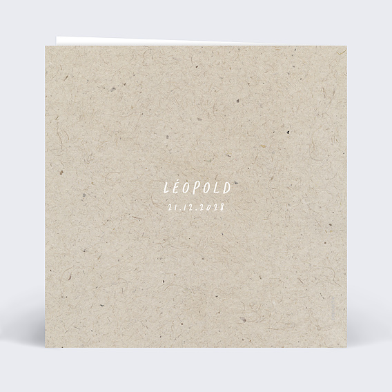 Faire part naissance Certificat Kraft Verso