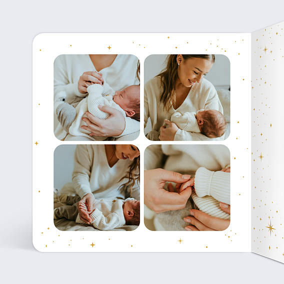 Faire part naissance Bébé Etoile Intérieur Gauche