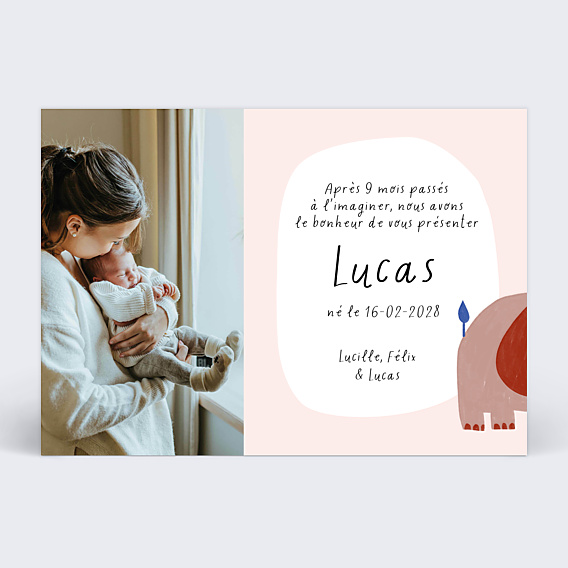 Faire-part Naissance Petit Éléphant