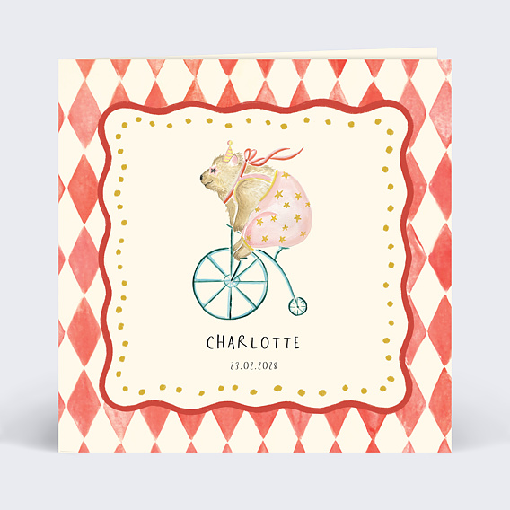 Faire-part Naissance Ours acrobate - Clara Dassie x Popcarte