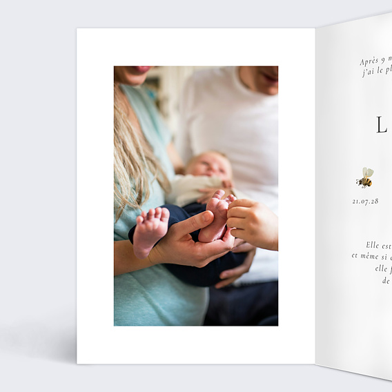 Faire part naissance Fleurs champs Intérieur Gauche