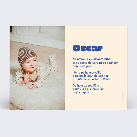Faire-part Naissance Baby damier jaune beurre