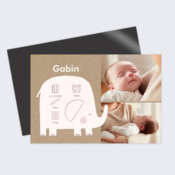 Faire part naissance Certificat Éléphant