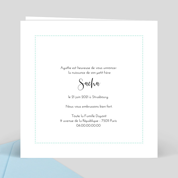 Faire part naissance Découpe C'est un Garçon Verso
