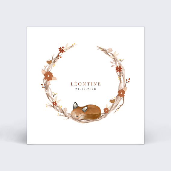 Faire part naissance Couronne Renardeau