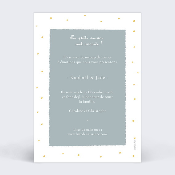 Faire part naissance Alter Ego Verso