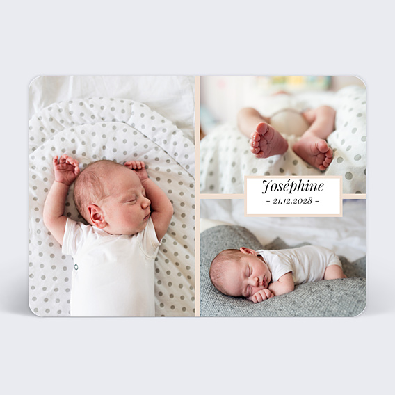 Faire part naissance Etiquette Poudrée