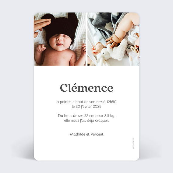 Faire-part Naissance Etiquette pictos