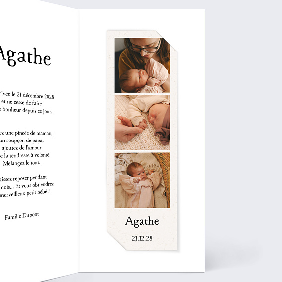 Faire part naissance Bouquet Sauvage Intérieur Droit