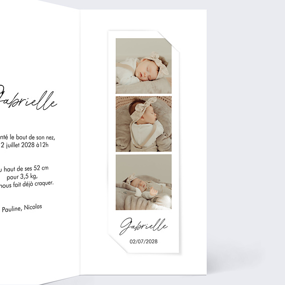 Faire part naissance Colis Reçu Intérieur Droit