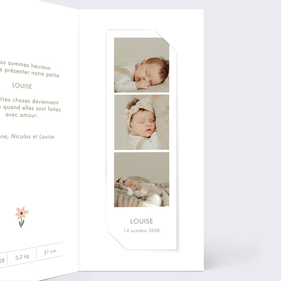 Faire part naissance Liberty Automne Intérieur Droit