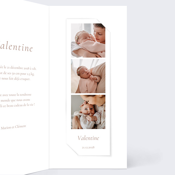 Faire part naissance Multiphoto Élégant Intérieur Droit