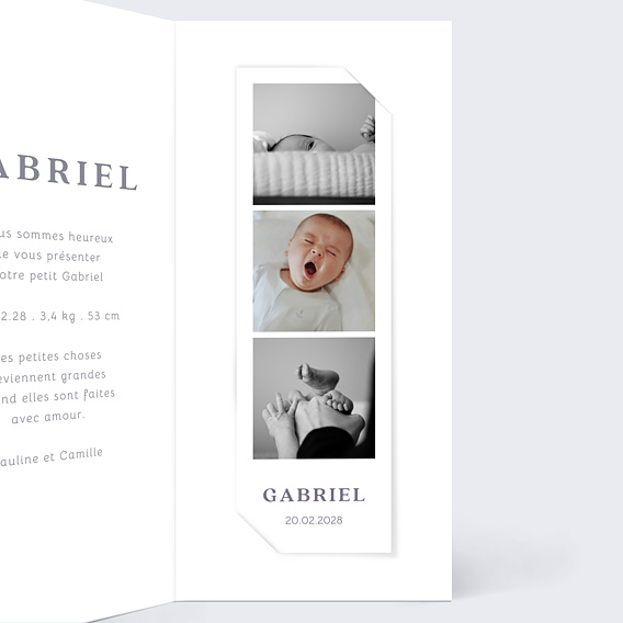 Faire part naissance Pleine Page Intérieur Droit