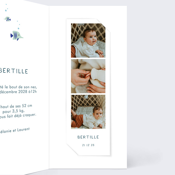 Faire part naissance Sous l'Océan Intérieur Droit