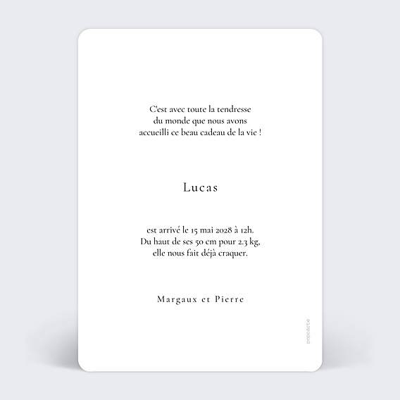 Faire-part Naissance Ligne du coeur