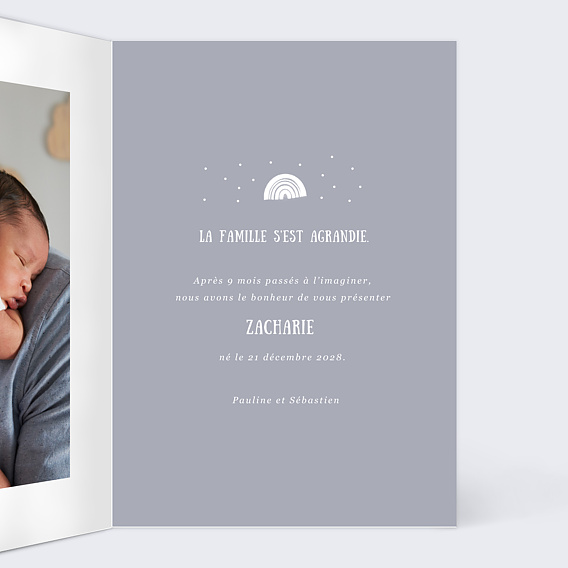 Faire part naissance Polaroïd Lilas Intérieur Droit