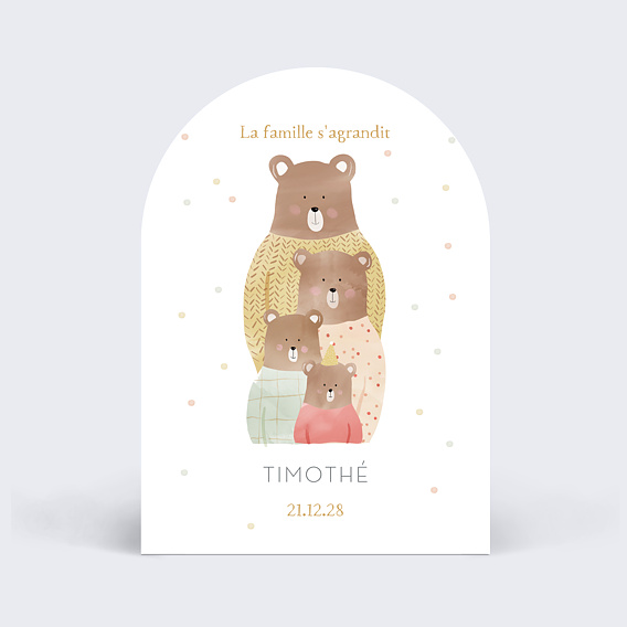 Faire part naissance Famille Ours