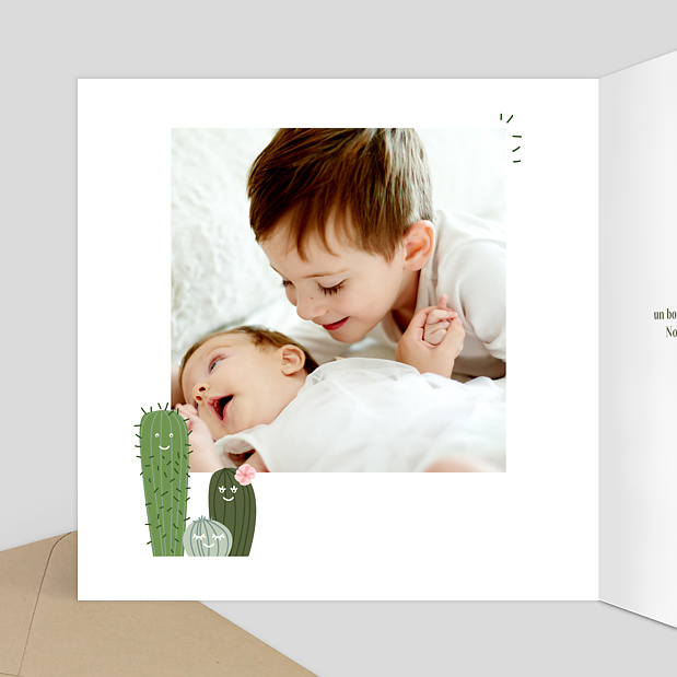 Faire-part de naissance Famille cactus Intérieur Gauche