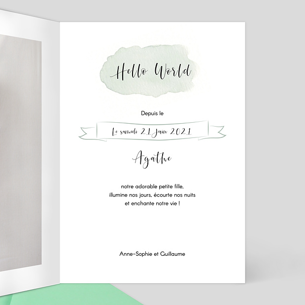 Faire-part de Naissance Tempo Intérieur Droit