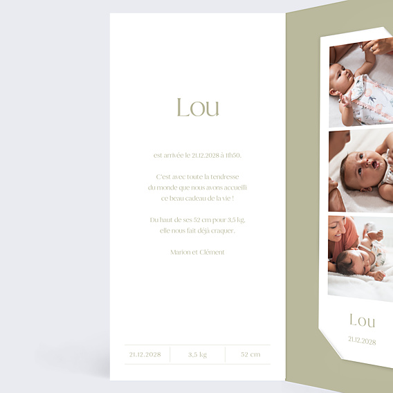 Faire-part Naissance Lettrine Multiphoto