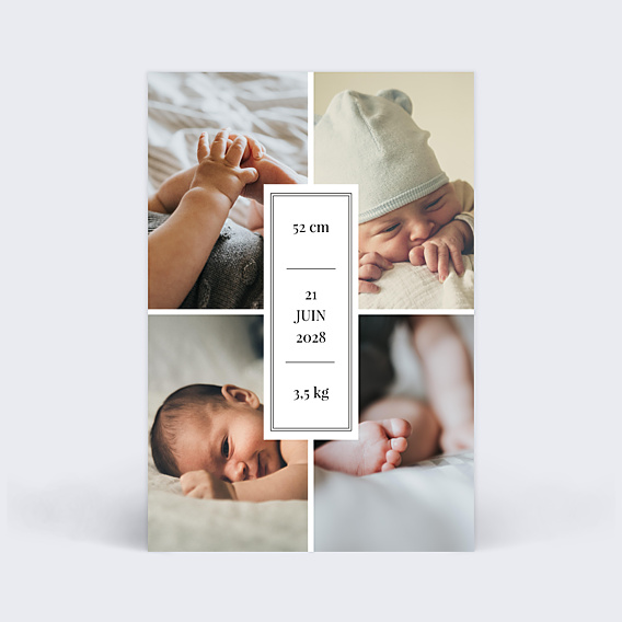 Faire-part Naissance Étiquette Verticale