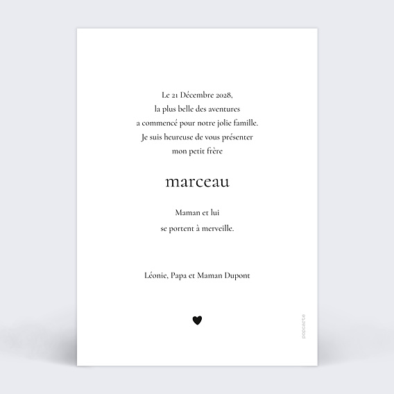 Faire part naissance Editorial Verso