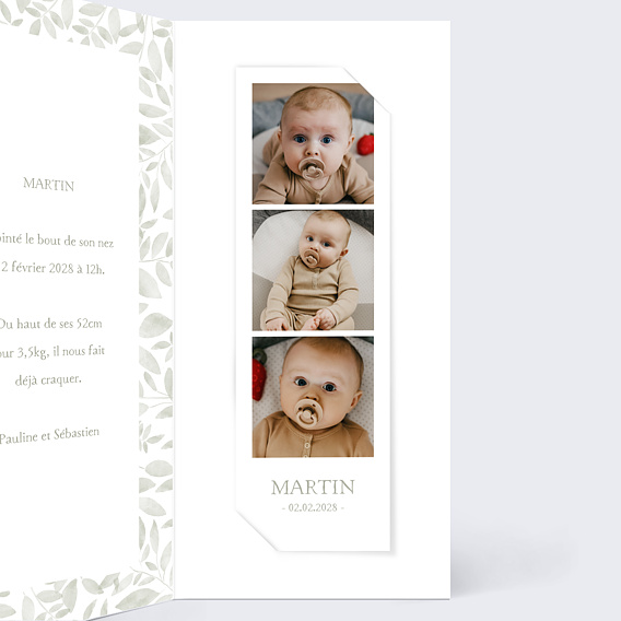 Faire part naissance Jolis brins Intérieur Droit