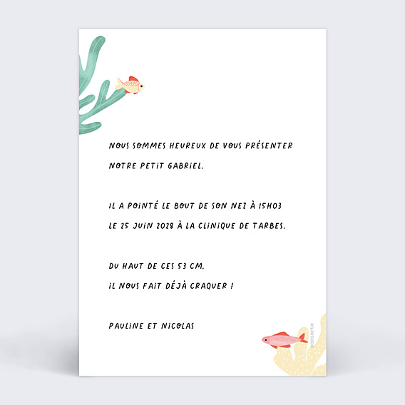 Faire-part Naissance Aquatique