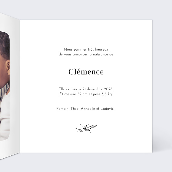 Faire part naissance Tampon Délicatesse Intérieur Droit