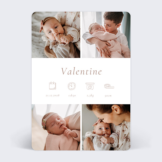 Faire-part Naissance Multiphoto Élégant