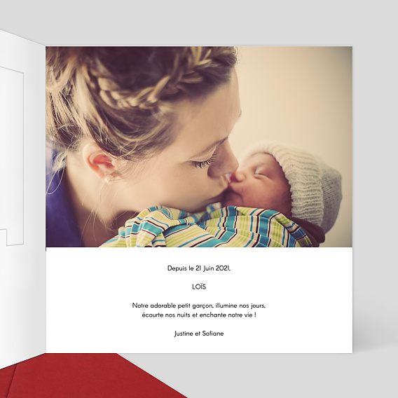 Faire part naissance Découpe Amour Intérieur Droit