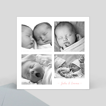 Faire-part Naissance Multi-photos Jumeaux
