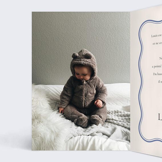 Faire part naissance Ourson ballon Intérieur Gauche