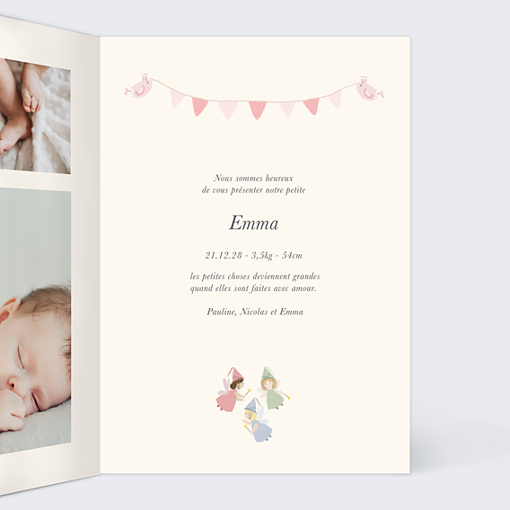 Faire part naissance Berceau de Princesse Intérieur Droit