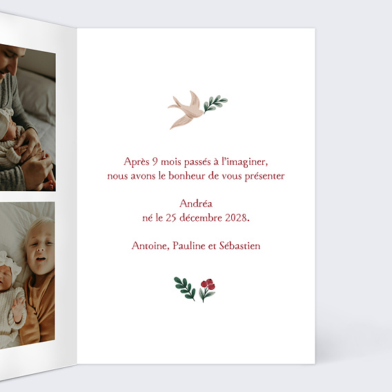Faire part naissance Forêt Merveilleuse Intérieur Droit